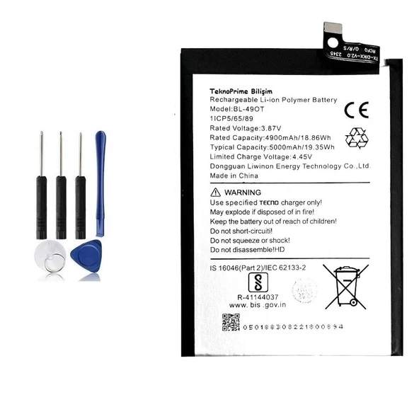 Tecno Spark 20 Pro Plus İle Uyumlu İthal Pil Batarya BL-49OT ürün görseli 1