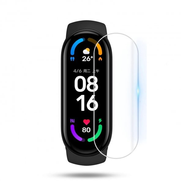 KNY Xiaomi Mi Band 6 İçin Full Yapışan TPU Süper Pet Jelatin Şeffaf