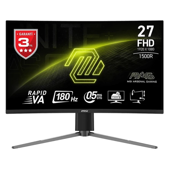 MSI 27 MAG 27C6PF 1920x1080 FHD 16:9 CURVE 1500R RAPID VA 180HZ 0.5MS GTG ADAPTIVE-SYNC GAMING MONITOR