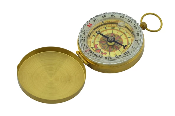 Yuvarlak Sarı Metal Kasa Su Geçirmez Fosforlu Dayanıklı Pusula (5cmx1.6cm) Defolu - 2