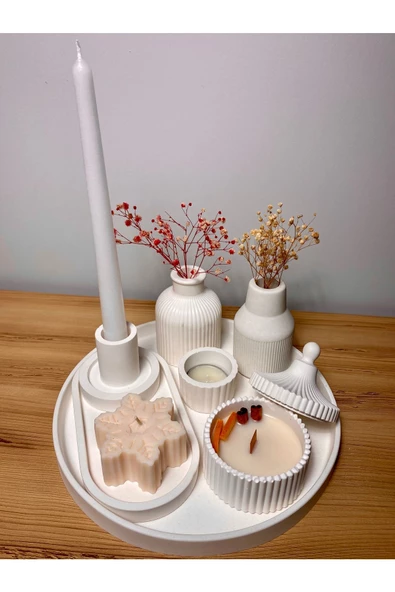 Kokulu Mum Ve Vazo Aksesuar Şamdan Seti (HER ŞEY DAHİL) - 6