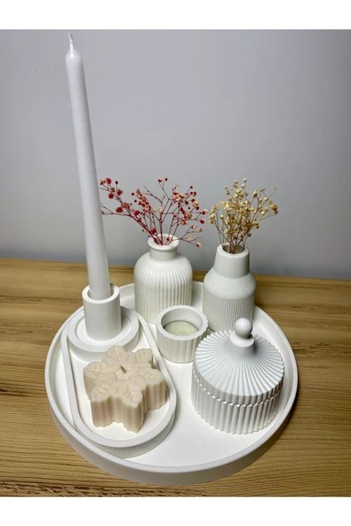 Kokulu Mum Ve Vazo Aksesuar Şamdan Seti (HER ŞEY DAHİL) - 3