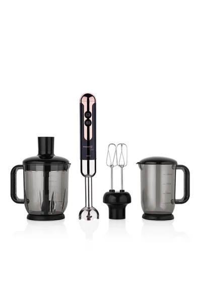 KORKMAZ Mia Mega Siyah Rosegold Deluxe Blender Set