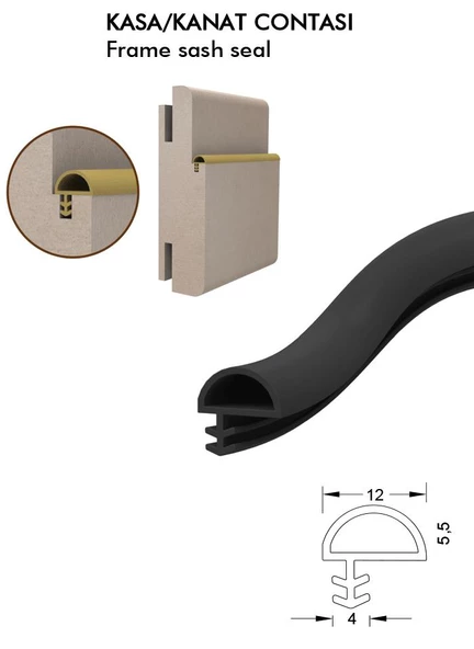 Amerikan Panel Kapı Fitili Ahşap Kapı Contası Yandan Tırnaklı 12mm D Fitil  25 Metre Beyaz - 3