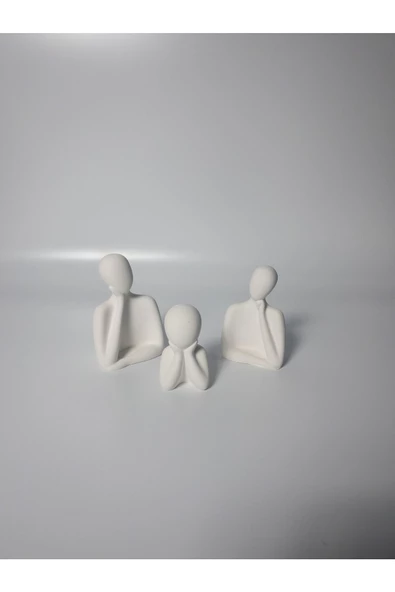 Üçlü Aile Dekoratif Heykel Obje Biblo