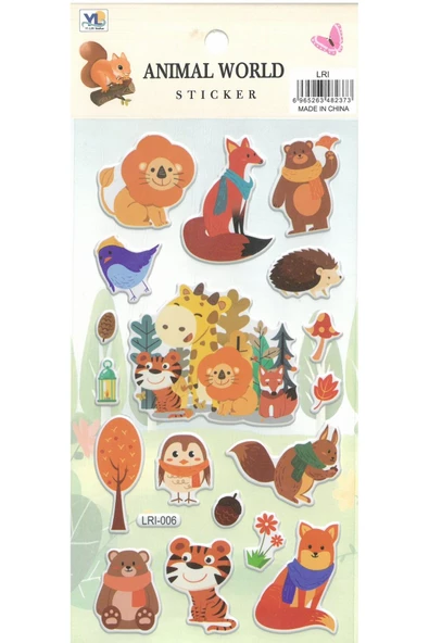 Alper LRI-002 Kabartma Sticker Animal World Vahşi Hayvanlar