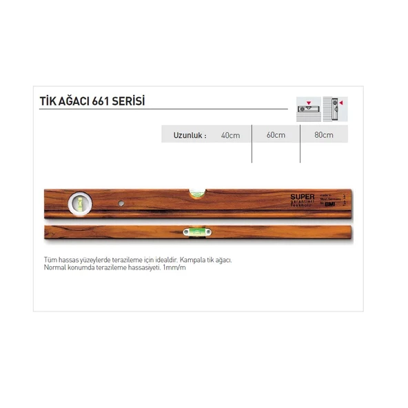 BMI 661080 Ağaç Su Terazisi 80 CM - 2