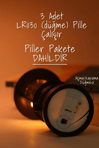 Led Mum Kamp Lambası 1 Adet - Tipi Pil Dahil Dumansız Alev Ledli Dekoratif Mum Dekor Işığı Siyah PT437 - 3