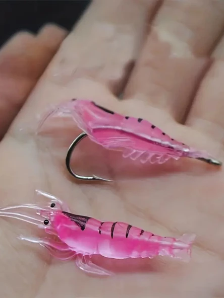 Eagenset Silikon Mini Karides Yapay Yem Pembe 4 cm 5 Adet - 4