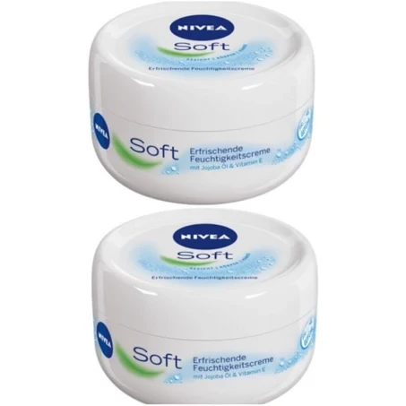 NIVEA Soft El Vücut Yüz Jojoba Ve E Vitaminli Nemlendirici Bakım Kremi 300 Ml 2'li Set