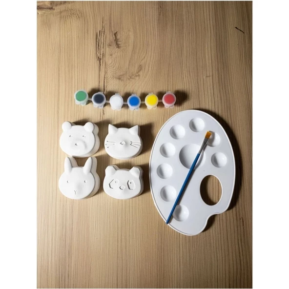 Hayvan Figürlü Alçı Boyama Seti Anne Çocuk Aktivitesi Motor Gelişim