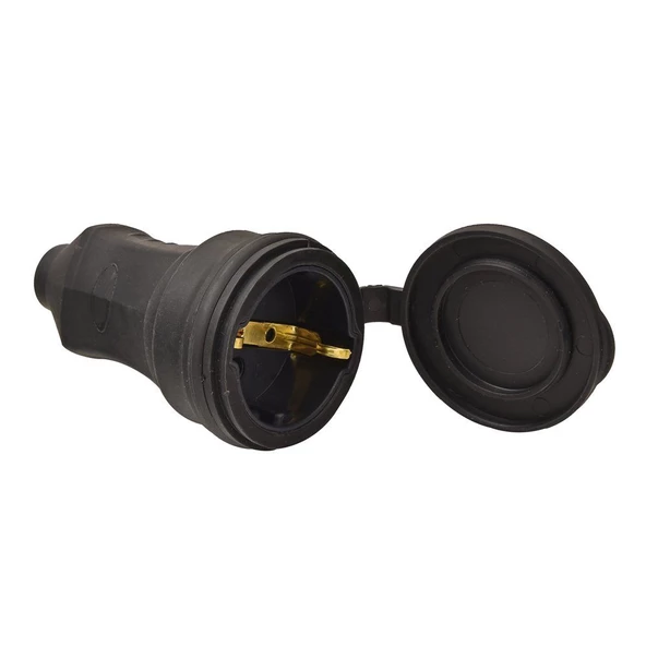 Yef Kauçuk Dişi Fiş 1x16 Topraklı Dişi Fiş Kapaklı - Resim 2