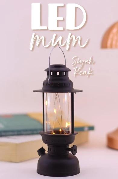 Led Mum Kamp Lambası 1 Adet - Tipi Pil Dahil Dumansız Alev Ledli Dekoratif Mum Dekor Işığı Siyah PT437 - 6