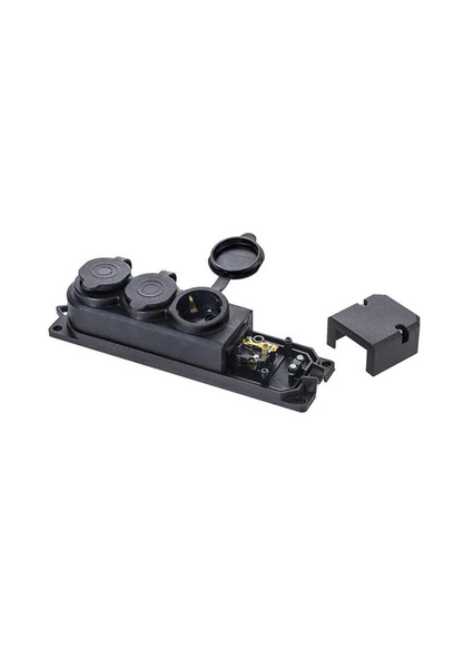 Aydın Anadolu Kauçuk Monofaze 3'lü Grup Priz Topraklı Priz Kapaklı - Resim 2