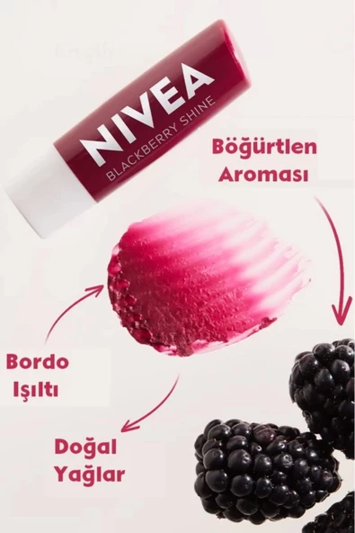 NIVEA Böğürtlen Dudak Bakım Kremi ve Parlatıcısı 4.8gr - 2