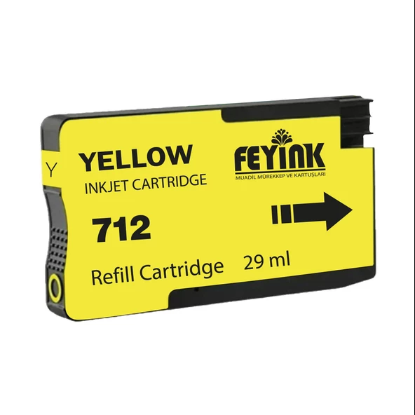Feyink HP 712 Yellow (Y) Orijinal Mürekkep Dolumlu Feyink Kartuş 29ml Sarı ürün görseli