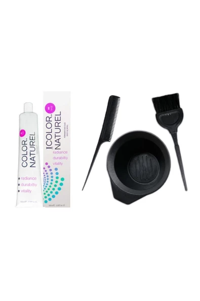 Color Naturel Kalıcı Saç Boyası 100 ml Mavi + Saç Boyama Seti