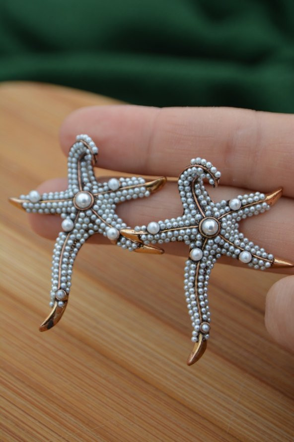 STONEAGE İncili Deniz Yıldızı Küpe Madeni Bronz ürün görseli