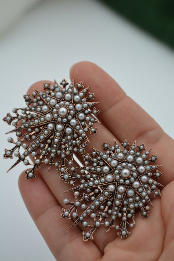 STONEAGE İncili Küpe Özel Tasarım - Resim 2