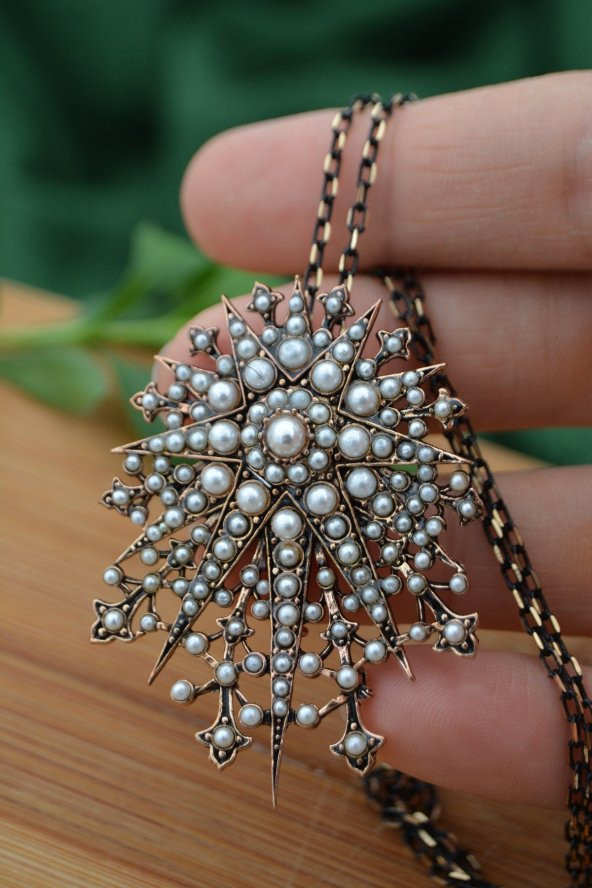 STONEAGE İncili Tasarım Hem Broş Hem Kolye - 3