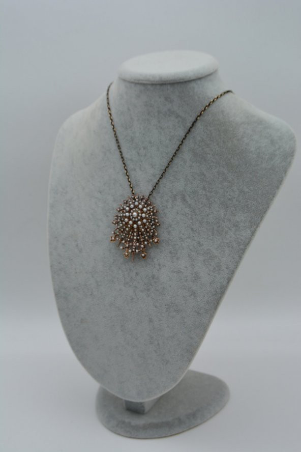 STONEAGE İncili Tasarım Hem Broş Hem Kolye - 5