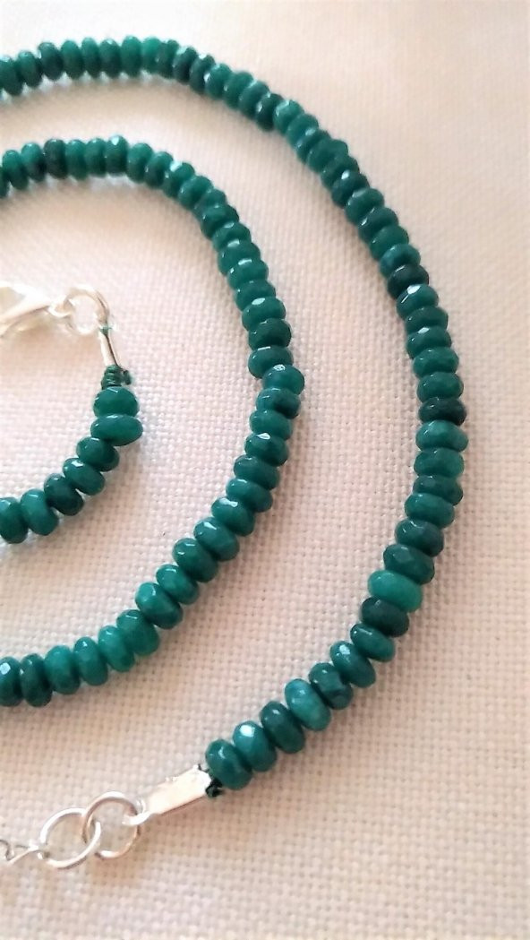 STONEAGE JEWELLERY Bayan Kolye Rondela Kesim Ceyt Doğal Taş - Resim 2