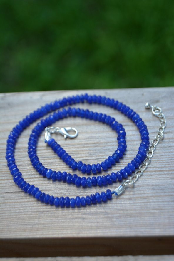 STONEAGE JEWELLERY Bayan Kolye Rondela Kesim Ceyt Doğal Taş