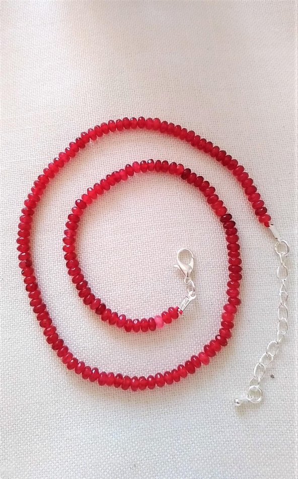 STONEAGE JEWELLERY Bayan Kolye Rondela Kesim Ceyt Doğal Taş - Resim 2