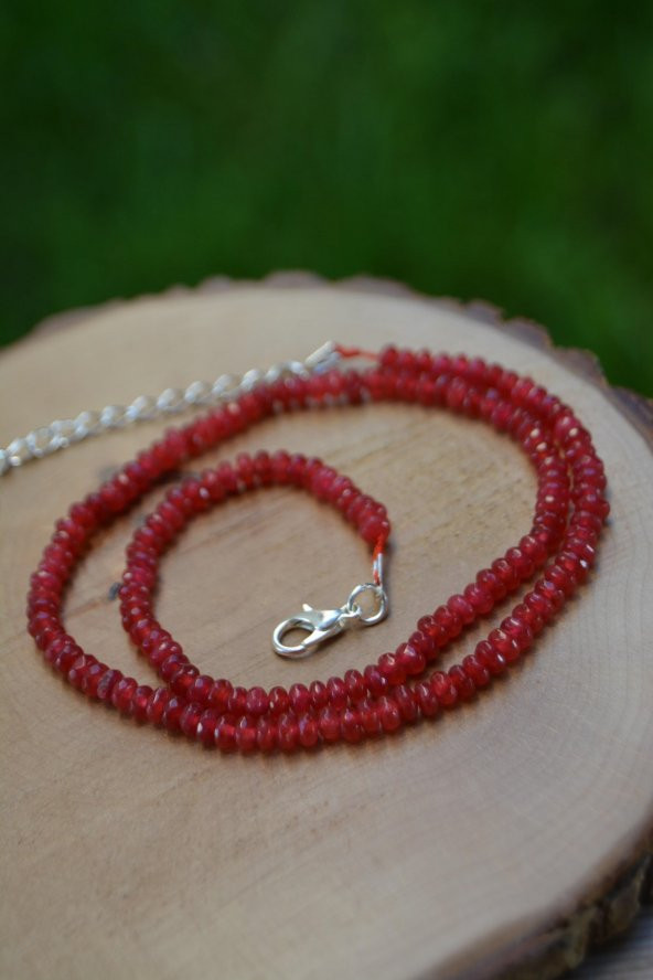 STONEAGE JEWELLERY Bayan Kolye Rondela Kesim Ceyt Doğal Taş - Resim 4