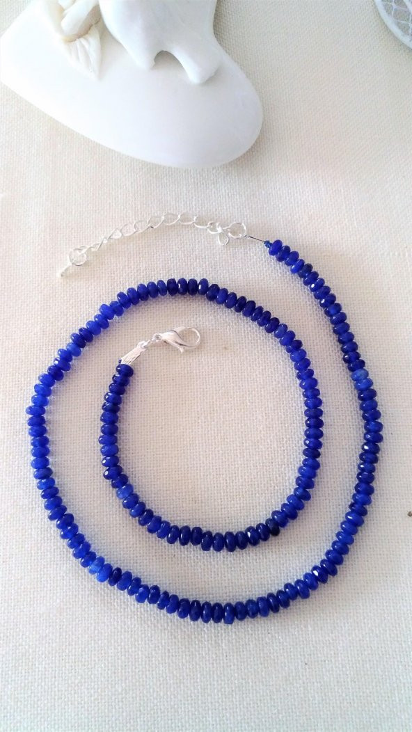 STONEAGE JEWELLERY Bayan Kolye Rondela Kesim Ceyt Doğal Taş - Resim 3