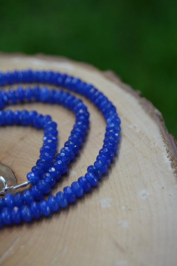 STONEAGE JEWELLERY Bayan Kolye Rondela Kesim Ceyt Doğal Taş - Resim 4