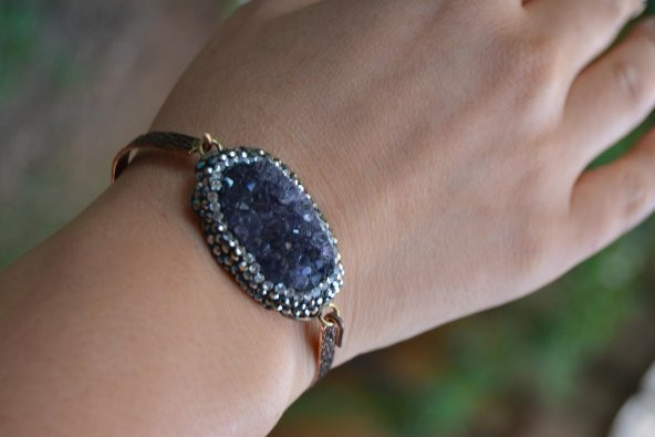 STONEAGE JEWELLERY El Yapımı Ametist Doğal Taş Bileklik - Resim 3