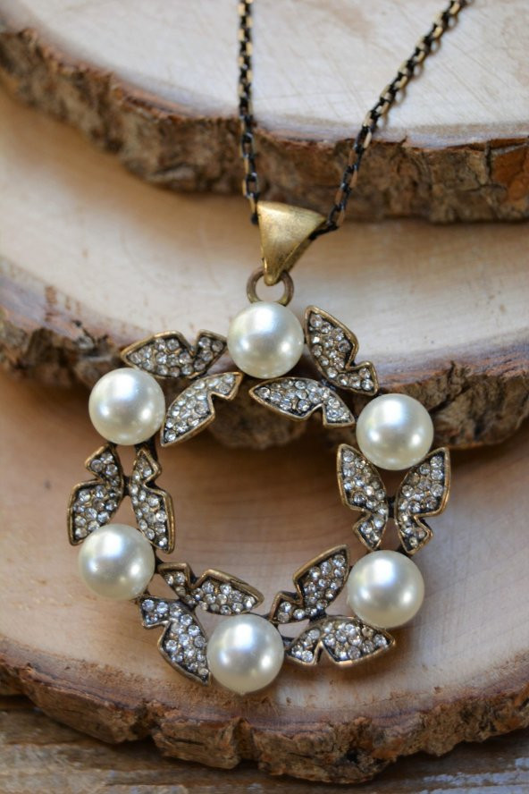 STONEAGE JEWELLERY İncili Kelebek Bayan Kolye - Resim 2