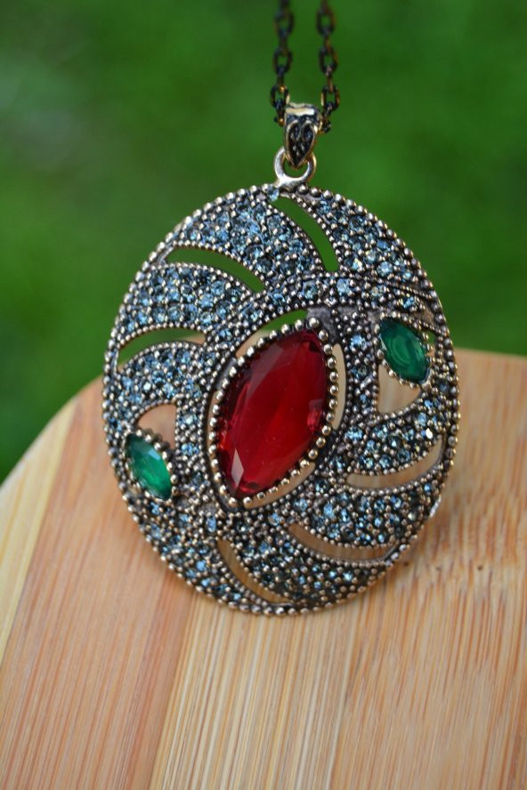 STONEAGE JEWELLERY Kök Yakut Taşlı Otantik Kolye - 2