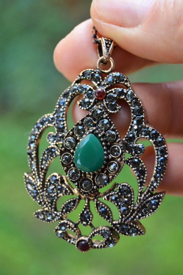 STONEAGE JEWELLERY Kök Zümrüt Taşlı Otantik Kadın Kolye - 2