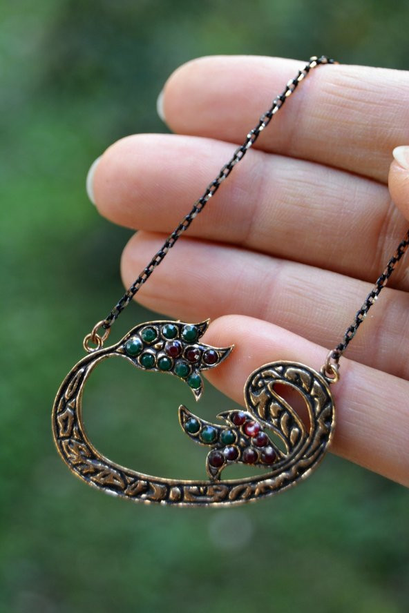 STONEAGE JEWELLERY Lal Doğal Taş Vav Bayan Kolye - Resim 3