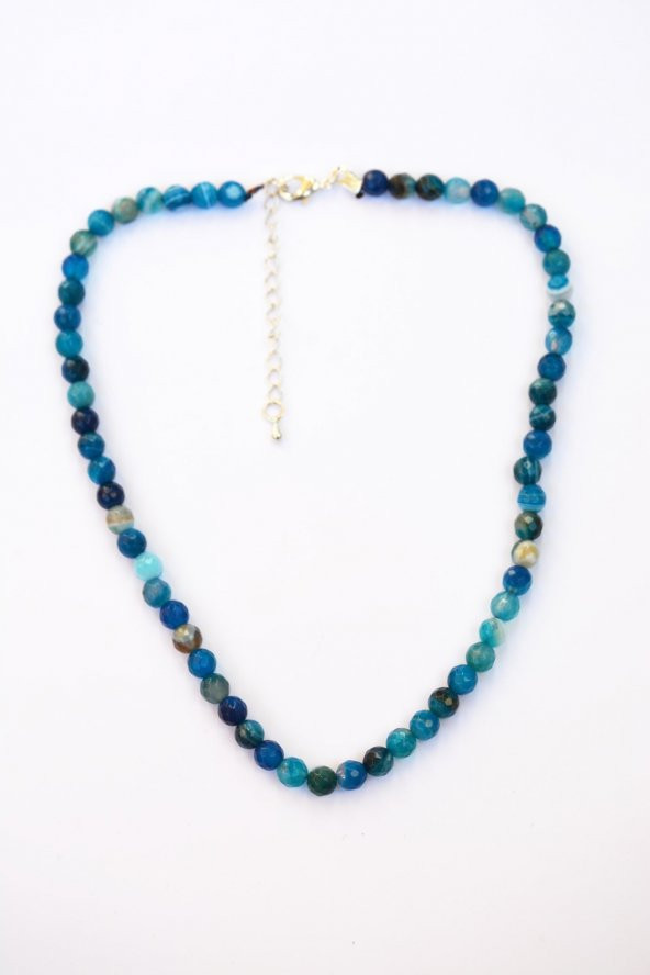 STONEAGE JEWELLERY Mavi Akik Kendine Güven Bayan Kolye - Resim 4