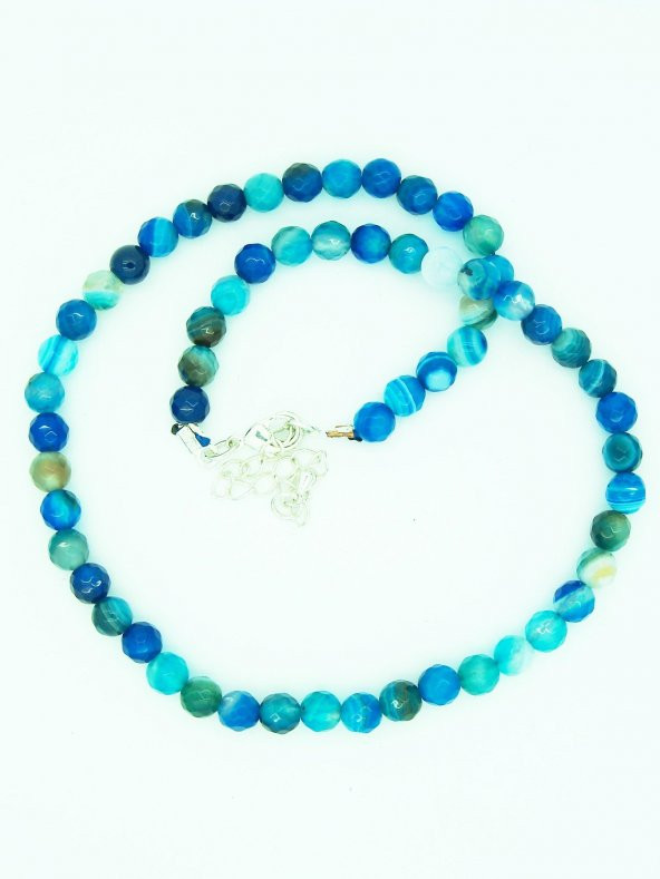 STONEAGE JEWELLERY Mavi Akik Kendine Güven Bayan Kolye - Resim 5