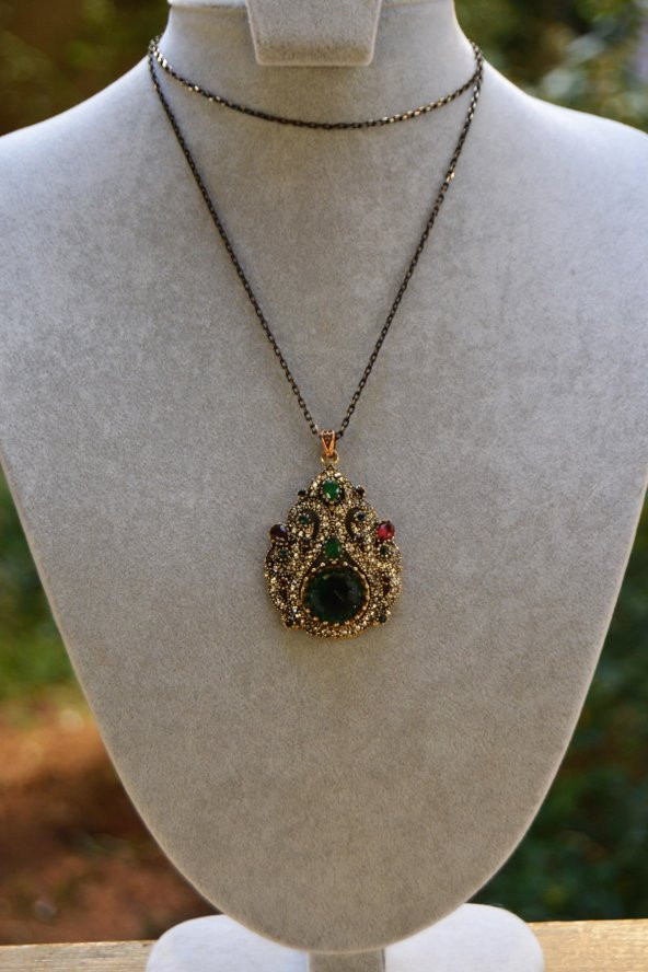 STONEAGE JEWELLERY Zümrüt Doğal Taş Kolye - Resim 3