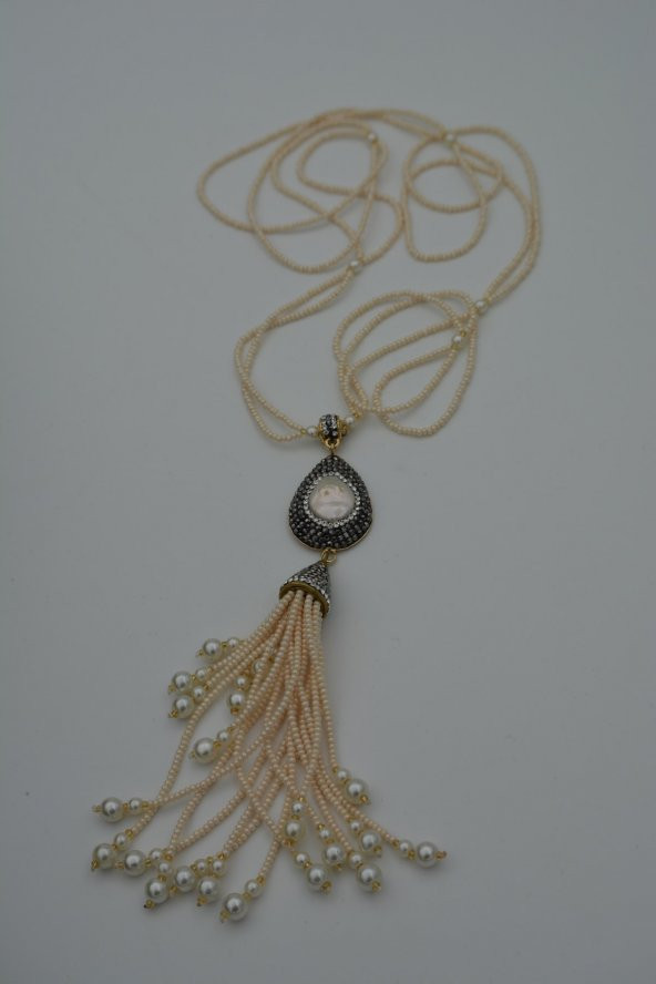 STONEAGE Sakız İncili Özel Tasarım Şık Kolye - Resim 5