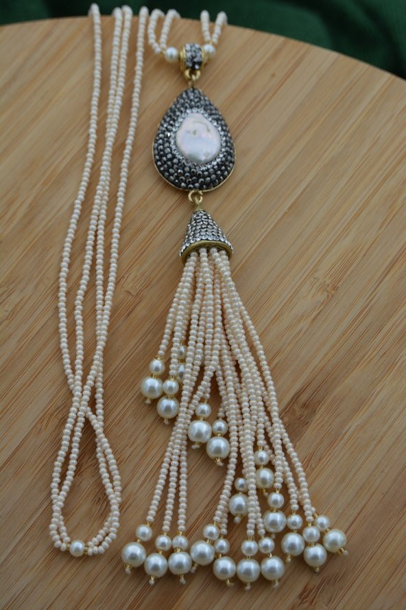 STONEAGE Sakız İncili Özel Tasarım Şık Kolye - Resim 8