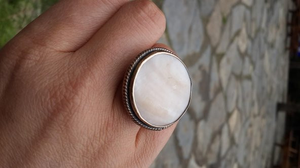 STONEAGE Sedef Doğal Taş El Yapımı Ayarlanabilir Bayan Yüzük - 2