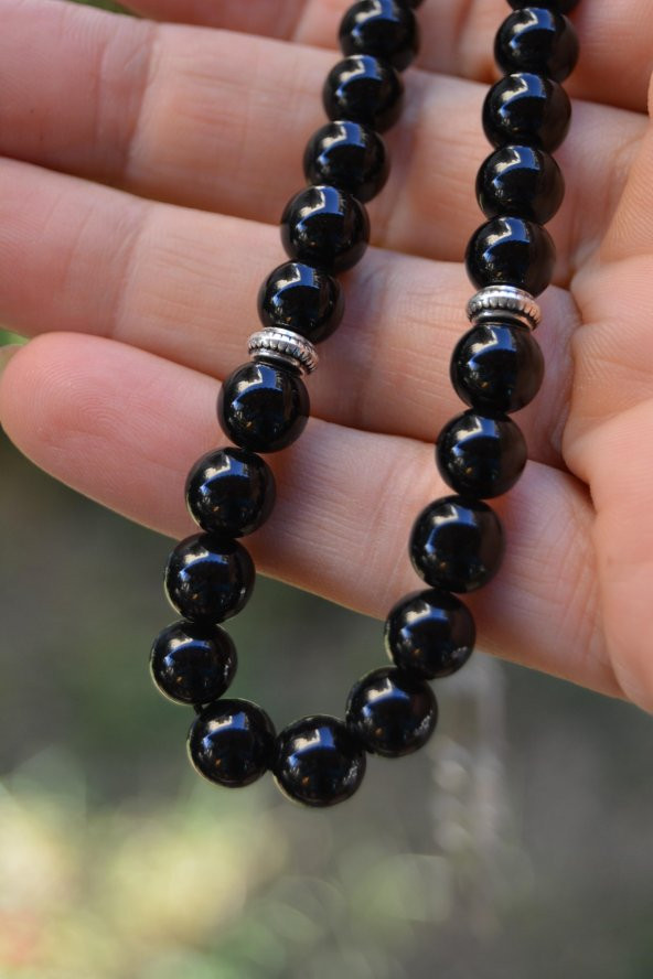 STONEAGE Tesbih Erkek İçin Hediye Siyah Oniks Doğal Taş - Resim 3