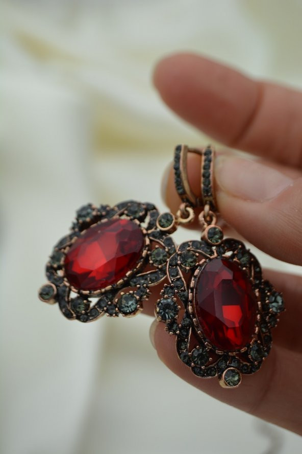 STONEAGE Yakut ve Zirkon Taşlı Kolye ve Küpe Set Takım - 4