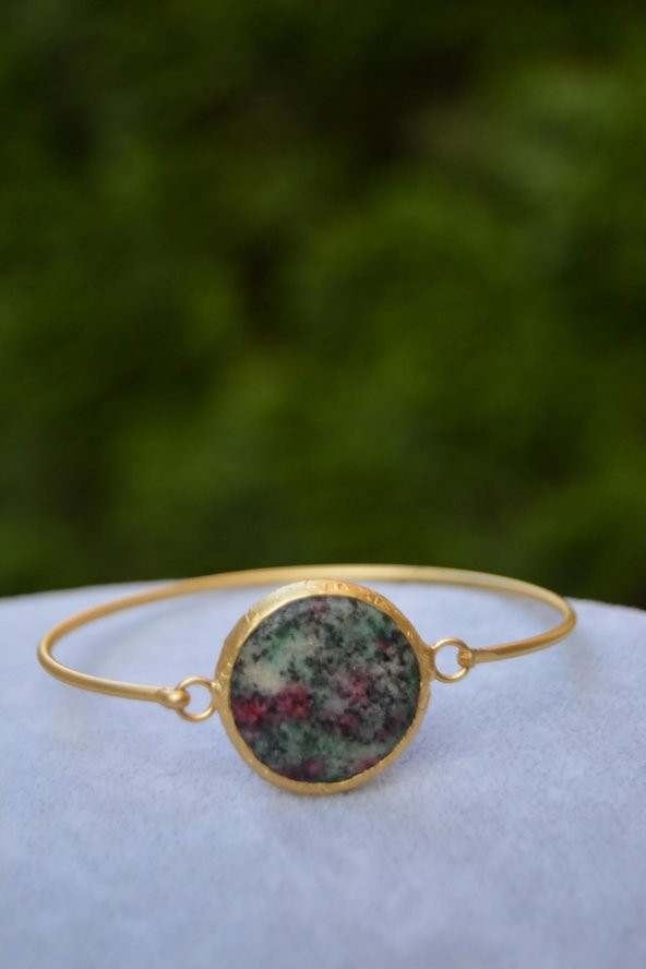 STONEAGE Yeşim Altın Kaplama Bayan Taşlı Bileklik - Resim 3