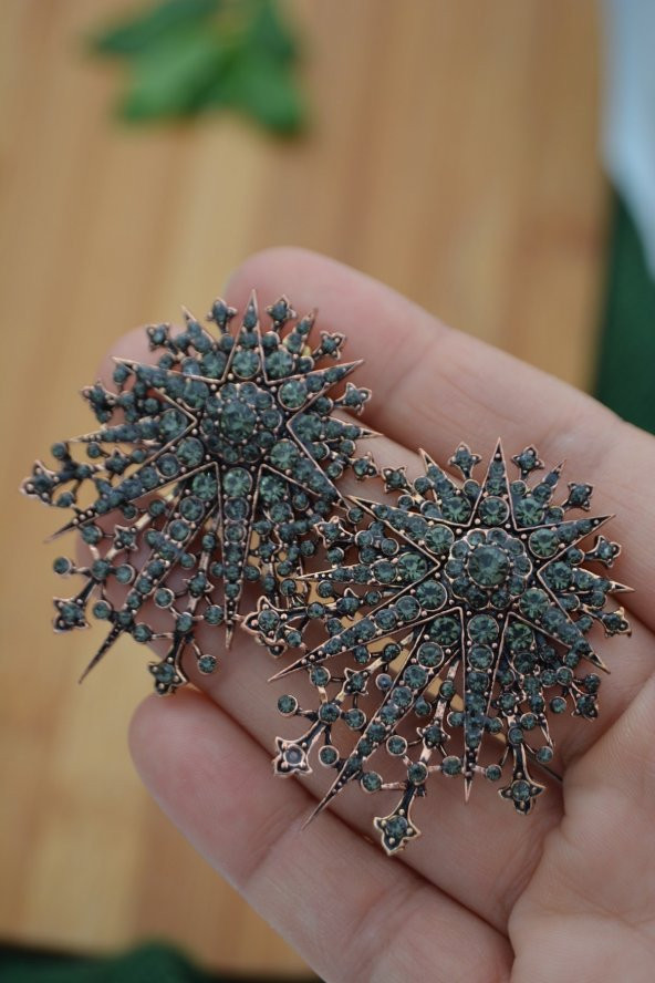 STONEAGE Zirkon Taşlı Antrasit Modern Bronz Küpe ürün görseli