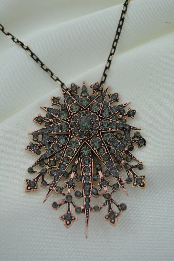 STONEAGE Zirkon Taşlı Broş Hem Broş Hem Kolye Olarak Kullanılır - 5