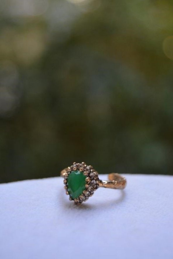 STONEAGE Zümrüt Taşlı Çift Damla Ayarlanabilir Yüzük ürün görseli