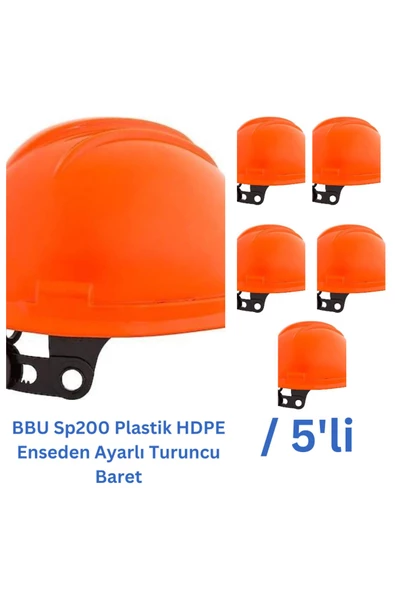 BBU Sp200 Plastik HDPE Enseden Ayarlı Turuncu Baret - 5 Adet