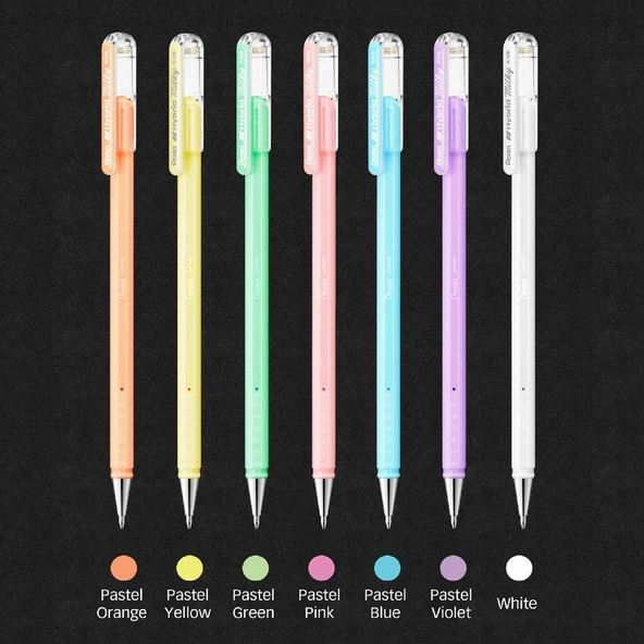 Pentel Hybrid Milky 0.8mm 7'li Pastel Jel Kalem Set - Resim 3